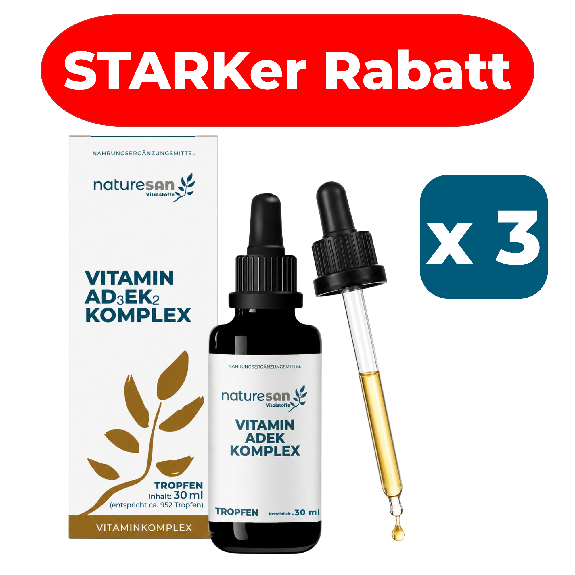 Vorratspack Vitamin ADEK Komplex Tropfen  | 3 Packungen je 30 ml